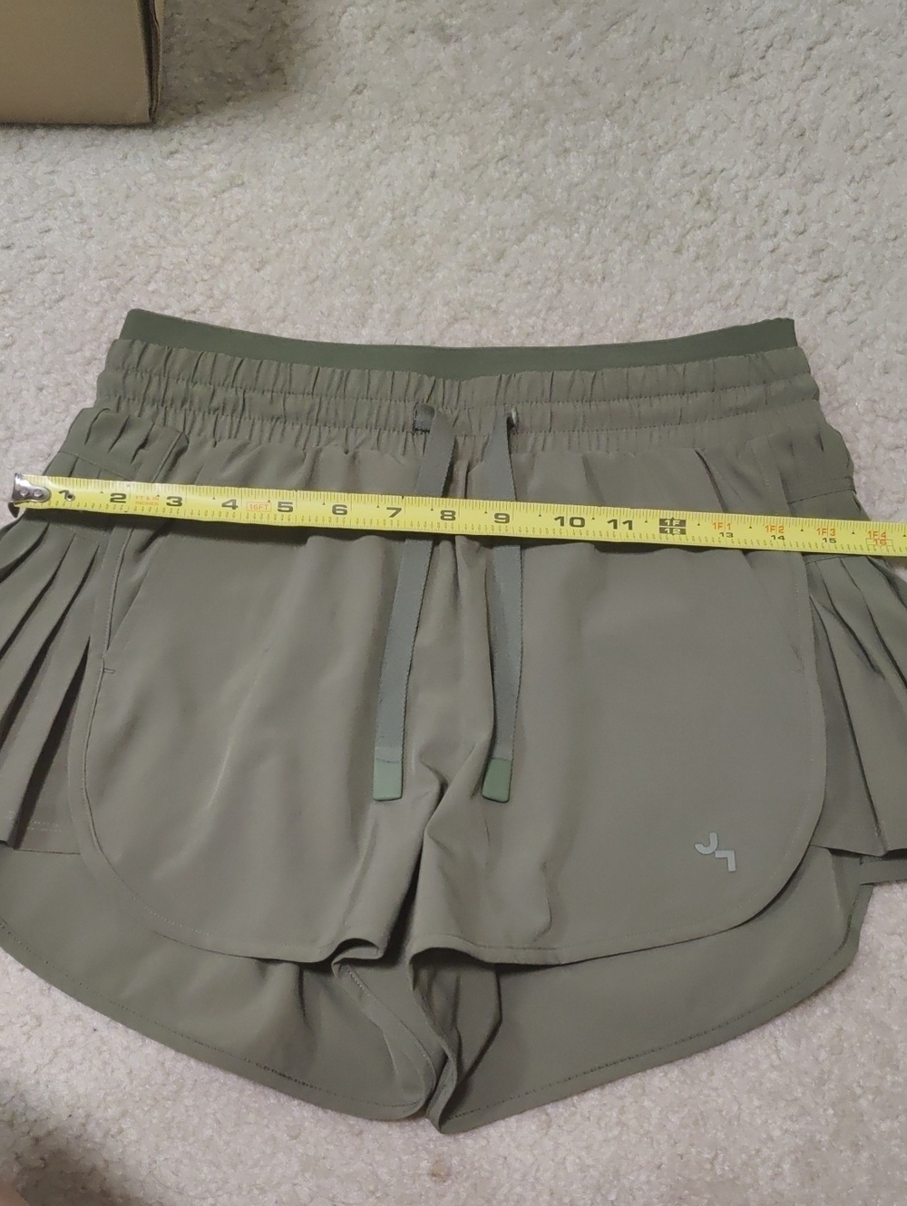 JoyLab Olive Green Athletic Shorts Side Pleats Drawstring Y2K Hippie Sports Retr - Picture 9 of 14